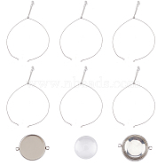 DIY 304 Stainless Steel Rolo Chain Lariat Necklace Making, with  Cabochon Connector Settings, Transparent Glass Cabochons, Mixed Color, Single Chain: 10.2 inch(26cm), Total Length: 20.4 inch(52cm), 18pcs/box(DIY-UN0001-93)