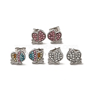 Rhinestone Butterfly Stud Earrings with 316 Surgical Stainless Steel Pins, Stainless Steel Color Plated 304 Stainless Steel Jewelry for Women, Mixed Color, 9x9mm, Pin: 0.7mm(EJEW-A081-14P)