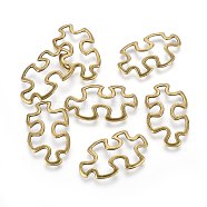 Tibetan Style Alloy Linking Rings, Cadmium Free & Nickel Free & Lead Free, Autism Puzzle Jigsaw, Antique Bronze, 30x18x3mm(X-TIBE-3558-AB-FF)