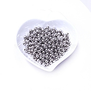 Brass Beads, Long-Lasting Plated, Round, Platinum, 1/8 inch(3mm), Hole: 1mm(KK-WH0042-07B-P)