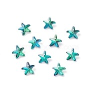 Electroplate Glass Charms, Starfish, Faceted, Back Plated, Medium Aquamarine, 14x15x7mm, Hole: 1.4mm(GLAA-H101-B-04)