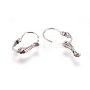 304 Stainless Steel Leverback Earring Findings, with Loop, Stainless Steel Color, 16x11x3.5mm, Hole: 1mm, Pin: 0.7mm(STAS-E460-04P)
