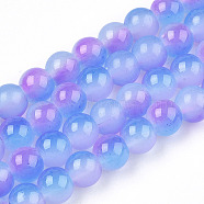Baking Painted Imitation Jade Glass Round Bead Strands, Two Tone, Cornflower Blue, 6~6.5mm, Hole: 1mm, about 138~141pcs/strand, 30.71~31.10 inch(78~79cm)(DGLA-N003-6mm-01)