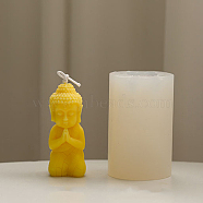 Buddha Statue Shape DIY Candle Food Grade Silicone Portrait Molds, for Scented Candle Making, White, 5.4x8.5cm(WG68407-01)