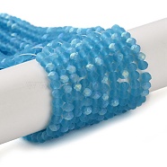 Imitation Jade Glass Beads Strands, Half AB Color Plated, Faceted, Frosted, Rondelle, Deep Sky Blue, 3x2mm, Hole: 0.7mm, about 155pcs/strand, 15.75''(40cm)(EGLA-A034-T2mm-MB08)