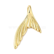 Rack Plating Brass Pendants, with Jump Ring, Long-Lasting Plated, Lead Free & Cadmium Free, Fishtail, Real 18K Gold Plated, 29.5x18x6mm, Hole: 5.5x3mm(X-KK-B092-22G)