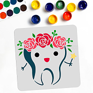 PET Hollow Out Drawing Painting Stencils, for DIY Scrapbook, Photo Album, Tooth Pattern, 300x300mm(DIY-WH0402-007)