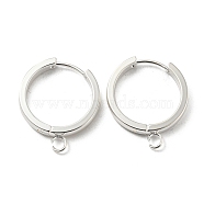 201 Stainless Steel Huggie Hoop Earrings Findings, with Vertical Loop, with 316 Surgical Stainless Steel Earring Pins, Ring, Silver, 20x3mm, Hole: 2.7mm, Pin: 1mm(STAS-A167-01P-S)