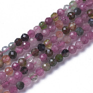 Natural Tourmaline Beads Strands, Faceted, Round, 2~3x2~2.5mm, Hole: 0.2mm, about 181~210pcs/strand, 15.9~16.3 inch(40.4~41.5cm)(G-F596-08-2mm)