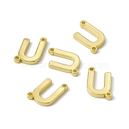 Rack Plating Brass Connector Charms, Real 18K Gold Plated, Long-Lasting Plated, Cadmium Free & Nickel Free & Lead Free, Letter Links, Letter.U, 13x9x1.5mm, Hole: 1mm(KK-C007-38G-U)