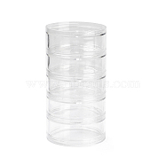 (Defective Closeout Sale: Scratched) Round Plastic Bead Containers, Screw Together Stacking Jars with 5 Vials, Clear, 6.95x13.5cm(CON-XCP0002-39)