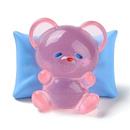 Luminous Resin Cute Little Bear Ornaments, Glow in the Dark, Micro Landscape Decoration, Light Sky Blue, 37.5x30x29mm(RESI-Z008-01F)