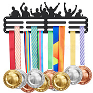 Iron Medal Holder Frame, Medals Display Hanger Rack, 3 Lines, with Screws, Rectangle, Human Pattern, 150x400mm(ODIS-WH0022-024)
