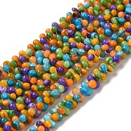 Natural Freshwater Shell Beads Strands, Dyed, Bone, Colorful, 8x4mm, Hole: 0.6mm, about 138pcs/strand, 14.57~14.96 inch(37~38cm)(SHEL-F007-03)