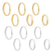 304 Stainless Steel Flat Plain Band Rings, Golden & Stainless Steel Color, 12pcs/box(STAS-UN0017-91P)