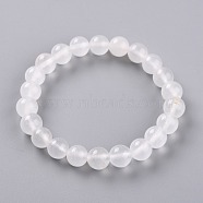 Dyed Natural Jade Beads Stretch Bracelets, Round, Clear, Inner Diameter: 2-1/4 inch(5.7cm), Bead: 8~8.5mm(BJEW-G633-B-24)