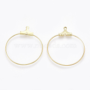 Brass Pendants, Ring, Real 18K Gold Plated, 29x25x1.5mm, Hole: 1mm(KK-S348-126)