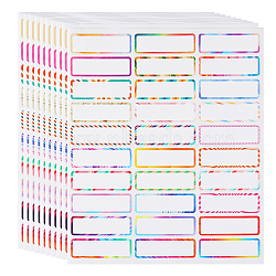 Vinyl Cartoon Name Tag Waterproof Blank Stickers, Rectangle Writable Adhesive Label Stickers, for Kids, Students, Colorful, Rainbow, 229x193x0.2mm, Sticker: 60x19mm(DIY-WH0504-24B)