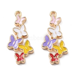 Alloy Enamel Pendants, Golden, Butterfly Charm, Colorful, 27x13x2.5mm, Hole: 1.2mm(ENAM-S022-04B)