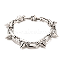 304 Stainless Steel Spike Link Chain Bracelets, Stainless Steel Color, 9 inch(22.8cm)(BJEW-E094-13P)