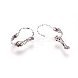 Tarnish Resistant 304 Stainless Steel Leverback Earring Findings, with Loop, Stainless Steel Color, 16x11x3.5mm, Hole: 1mm, Pin: 0.7mm(STAS-E460-04P)