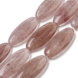 Natural Strawberry Quartz Beads Strands, Flat Oval, 30x13x5.5mm, Hole: 1mm, about 13pcs/strand, 15.35''(39cm)(G-B078-E05-01)