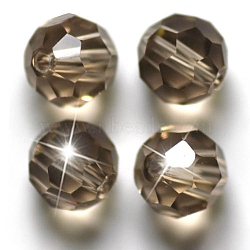 Imitation Austrian Crystal Beads, Grade AAA, K9 Glass, Faceted(32 Facets), Round, Gray, 10mm, Hole: 0.9~1mm(SWAR-F021-10mm-215)