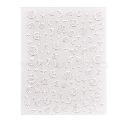 Nail Art Stickers Decals, Self Adhesive, for Nail Tips Decorations, Star & Moon & Heart, White, 10.1x7.9x0.04cm(MRMJ-S057-003I)
