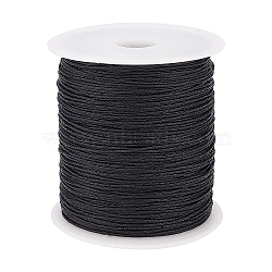 Waxed Cotton Cord, for Jewelry Making, Black, 1mm, about 200yards/roll(YC-PH0002-27-1.0-332A)