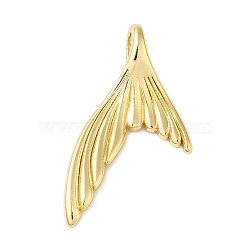 Rack Plating Brass Pendants, with Jump Ring, Long-Lasting Plated, Lead Free & Cadmium Free, Fishtail, Real 18K Gold Plated, 29.5x18x6mm, Hole: 5.5x3mm(X-KK-B092-22G)