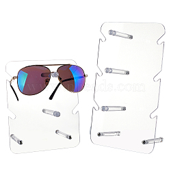 2 Sets 2 Styles Transparent Acrylic Sunglasses Display Stands, Eyewear Glassed Rack with Iron Screws, Clear, about 1 set/style(ODIS-NB0001-29)