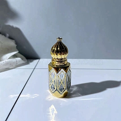 Arabic Style Glass Empty Refillable Roller Ball Bottle, with Plastic Cover, Travel Essential Oil Perfume Containers, Hexagon, 2.5x6.8cm, Capacity: 6ml(0.20fl. oz)(PW-WG97347-02)