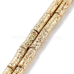 Electroplated Natural Lava Rock Beads Strands, Column, Light Gold Plated, 13~13.5x4.5mm, Hole: 1mm, about 30pcs/strand, 15.91''(40.4cm)(G-H303-A08-LG)
