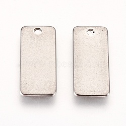 Tarnish Resistant Stainless Steel Pendants, Stamping Blank Tag, Rectangle, Stainless Steel Color, 21x8.5x0.8mm, Hole: 1mm(STAS-L209-03P-AAA)