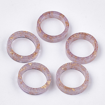 Epoxy Resin Rings, with Gold Foil, Luminous/Glow in the Dark, Plum, US Size 7 1/4(17.5mm)