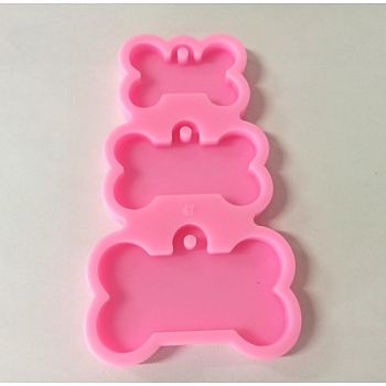 Bone Shape DIY Pendant Silicone Molds, for Keychain Making, Resin Casting Molds, For UV Resin, Epoxy Resin Jewelry Making, Hot Pink, 116x67x10mm, Inner Diameter: 21x30mm, 42x27mm, 34x52mm