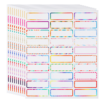 Vinyl Cartoon Name Tag Waterproof Blank Stickers, Rectangle Writable Adhesive Label Stickers, for Kids, Students, Colorful, Rainbow, 229x193x0.2mm, Sticker: 60x19mm