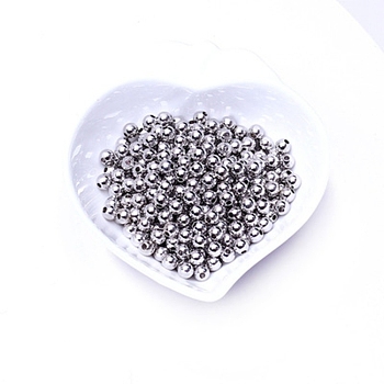 Brass Beads, Long-Lasting Plated, Round, Platinum, 1/8 inch(3mm), Hole: 1mm