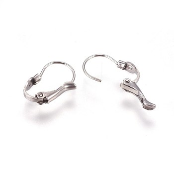 304 Stainless Steel Leverback Earring Findings, with Loop, Stainless Steel Color, 16x11x3.5mm, Hole: 1mm, Pin: 0.7mm
