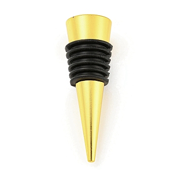 Alloy Red Wine Stoppers, Silicone Bottle Stopper, Cone, Golden, 61.5x20mm, Inner Diameter: 7mm
