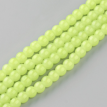 Baking Painted Imitation Jade Glass Round Bead Strands, Green Yellow, 4.5~5mm, Hole: 1mm, about 200~210pcs/strand, 31.4 inch