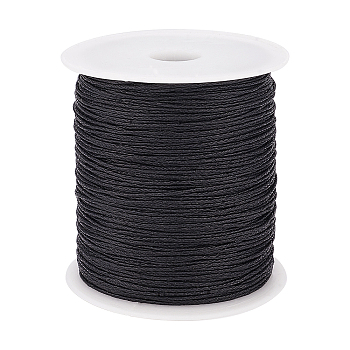 Waxed Cotton Cord, for Jewelry Making, Black, 1mm, about 200yards/roll