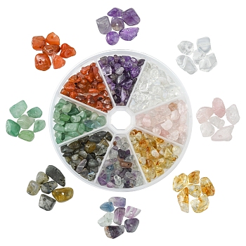 80G 8 Styles Natural & Synthetic Mixed Gemstone Chip Beads, Mixed Dyed and Undyed, 5~8x5~8mm, Hole: 1mm, about 10g/style 