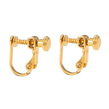 Brass Screw On Clip-on Earring Findings, Spiral Ear Clip, For Non-Pierced Ears, Golden, 13~15x13x5mm