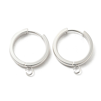 201 Stainless Steel Huggie Hoop Earrings Findings, with Vertical Loop, with 316 Surgical Stainless Steel Earring Pins, Ring, Silver, 20x3mm, Hole: 2.7mm, Pin: 1mm