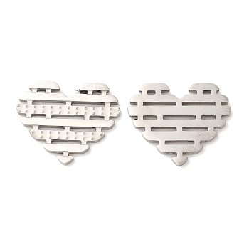 316L Surgical Stainless Steel Pendants, Laser Cut, Heart Charms, Stainless Steel Color, 14.5x18x1.5mm, Hole: 0.5x1.2mm