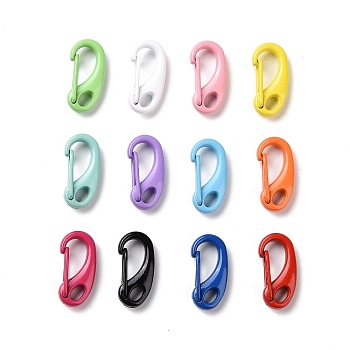 Spray Painted Alloy Push Gate Snap Keychain Clasp Findings, Mixed Color, 25x12x7mm, Hole: 5.5x3.5mm, inner diameter: 13x5.5mm