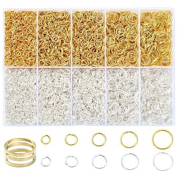 10 Styles Iron Open Jump Rings, for Chainmaille Weaves, Round Ring, 1Pc Brass Ring, Golden & Silver, 21 Gauge, 4~18x0.7~9mm, Inner Diameter: 2.5~6.5mm