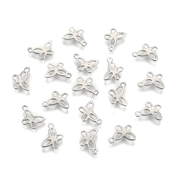 304 Stainless Steel Insect Charm Butterfly Pendants, Stainless Steel Color, 11x9x1mm, Hole: 1mm