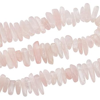 Olycraft Natural Rose Quartz Chips Beads Strands, 12~22x5~7mm, Hole: 1mm, 15.98''(40.6cm), 1 strand/box